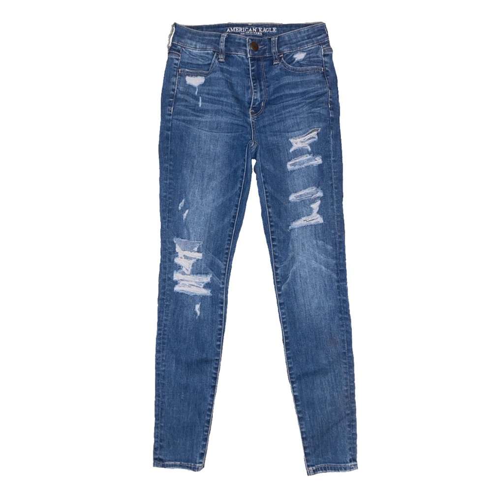 American Eagle Super Stretch Distressed High Rise Jeggings